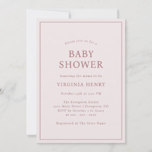 Invitation simple pour baby shower rose poudré
