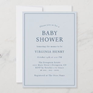 Invitation simple pour une baby shower bleue