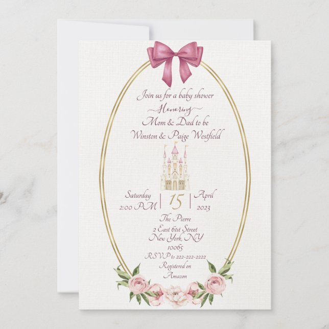 Invitation simple pour une baby shower de princess (Devant)