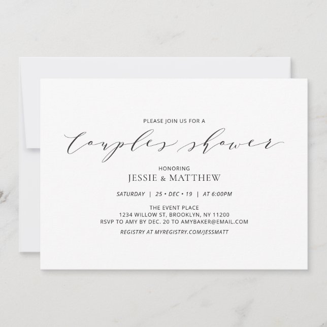 Invitation simple pour une fête de mariage de coup (Devant)
