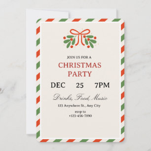 Invitation simple pour une fête de Noël avec Holly