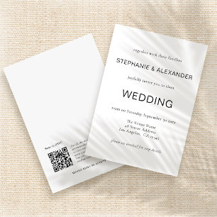 Invitation Simple QR Code Mariage noir blanc