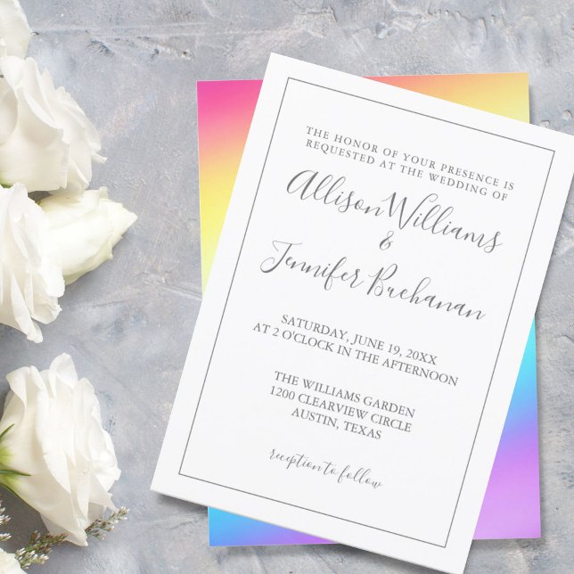 Invitation Simple Rainbow Chic Typographie LGBTQ Mariage gay (Créateur téléchargé)