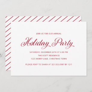 Invitation Simple Red Elegant Fête de Vacances