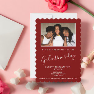 Invitation Simple Red Galentine`s Day Friend Photo