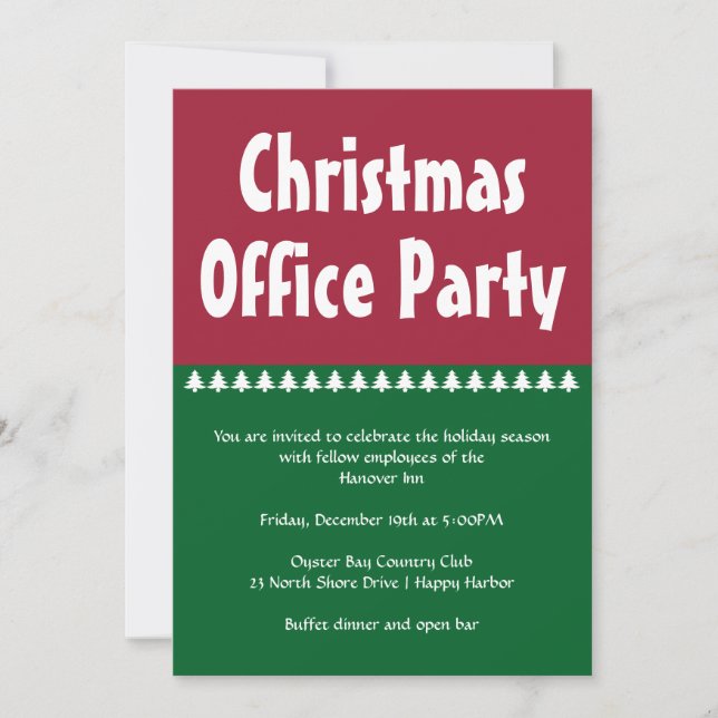 Invitation Simple Red Green Christmas Office Party (Devant)