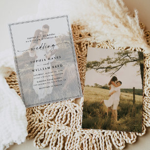 Invitation Simple revêtement noir et blanc Mariage photo mode