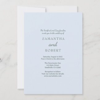 Invitation Simple Romantique Mariage Bleu Vert