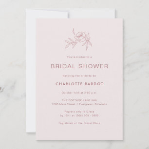 Invitation simple rose de douche nuptiale
