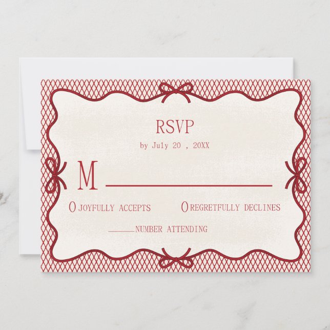 Invitation simple rouge & crème superposition photo rsvp Invi (Devant)