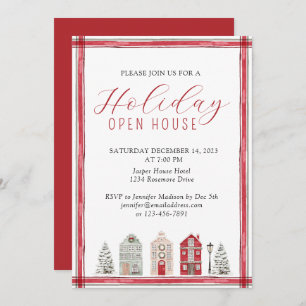 Invitation Simple Russe Aquarelle Vacances Open House Rouge