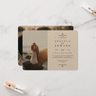Invitation Simple Rustic Kraft 2 Mariage photo