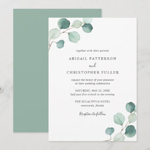 Invitation Simple Rustique Eucalyptus Verdure Mariage élégant
