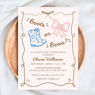 Invitation Simple rustique Western Boots or Bows Genre Reved