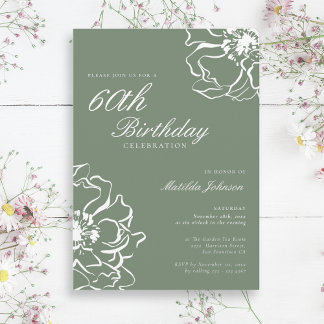Invitation Simple Sage 60e fête d'anniversaire