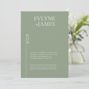 Invitation Simple Sage Green Moderne Chic Mariage Photo