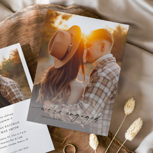 Invitation Simple Script 2 Photo Mariage Fiançailles