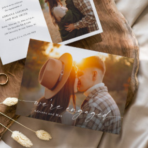 Invitation Simple Script 2 Photo Mariage Fiançailles