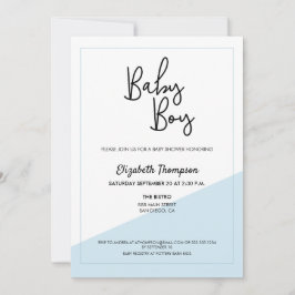 Invitation Simple Script Blue Modern Baby Boy Douche