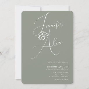 Invitation Simple Script Mariage Minimaliste Collage de Photo