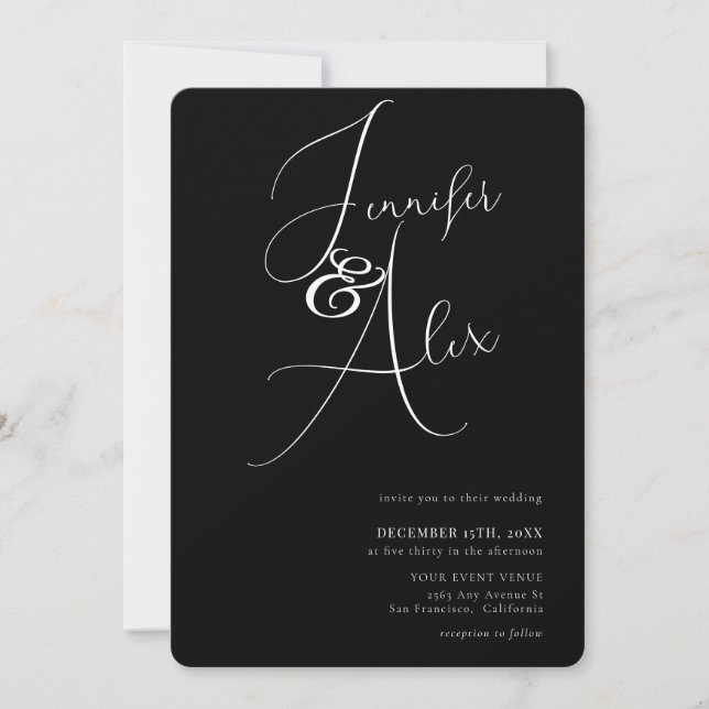 Invitation Simple Script Minimalist Photo Collage Wedding  (Devant)