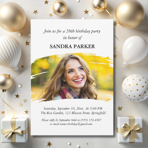 Invitation Simple script moderne Style Photo anniversaire chi