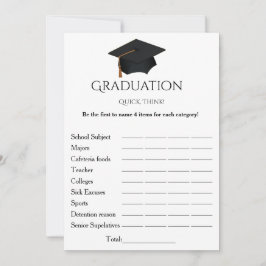 Invitation Simple script penser rapide fête de graduation jeu