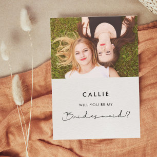 Invitation Simple script Will you be my bridesmaid photo card