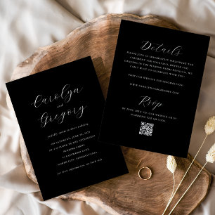 Invitation Simple site Web minimaliste recto-verso Mariage QR