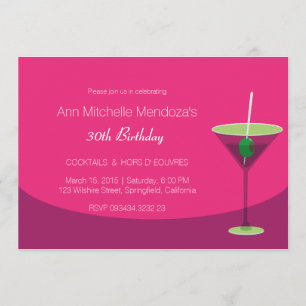 Invitation Simple soirée cocktail féminin chic rose