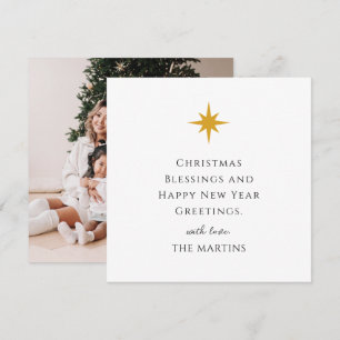 Invitation Simple Star de Noël Photo religieuse personnalisée
