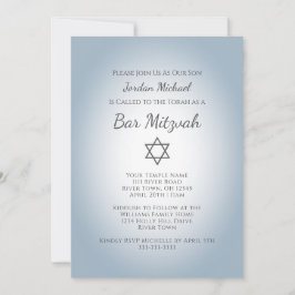 Invitation Simple Star of David Modern Bar Mitzvah Blue