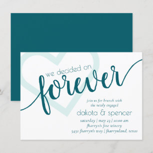 Invitation Simple Teal Forever Brunch de mariage Green Hear
