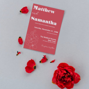 Invitation Simple Terracota Floral Mariage de calligraphie