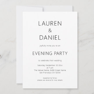 Invitation Simple Texte seulement QR Code Mariage Soirée