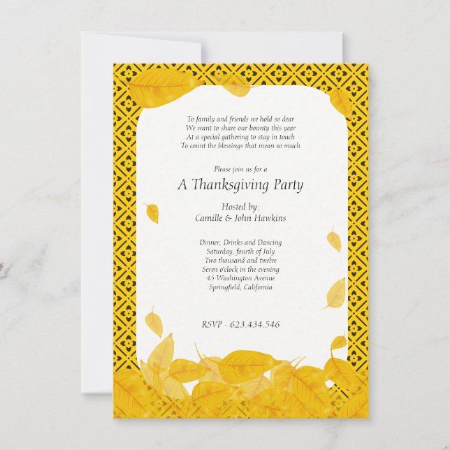 Invitation Simple Thanksgiving Diner Party (Devant)