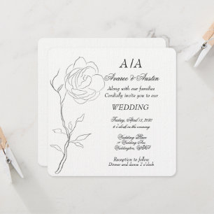 Invitation Simple tige de jasmin noir et blanc