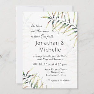 Invitation Simple Tropical Palm Branch Christian Mariage