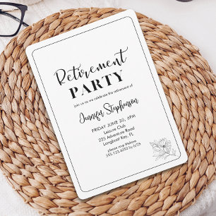 Invitation Simple Typographie Florale Élégante pour une Fête 
