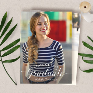 Invitation Simple Typographie moderne Photo Graduation Party