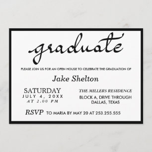 Invitation Simple Typographie Open House Graduation