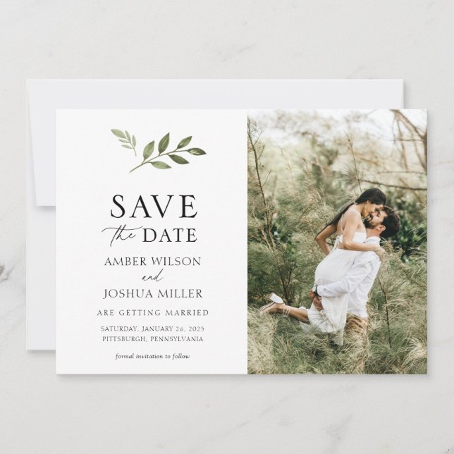 Invitation Simple verdure Photo Enregistrer la date Invitatio (Devant)