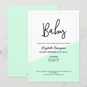 Invitation Simple vert moderne Baby shower neutre genre