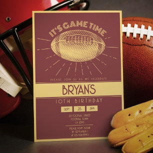 Invitation Simple Vintage Retro Gold Football anniversaire