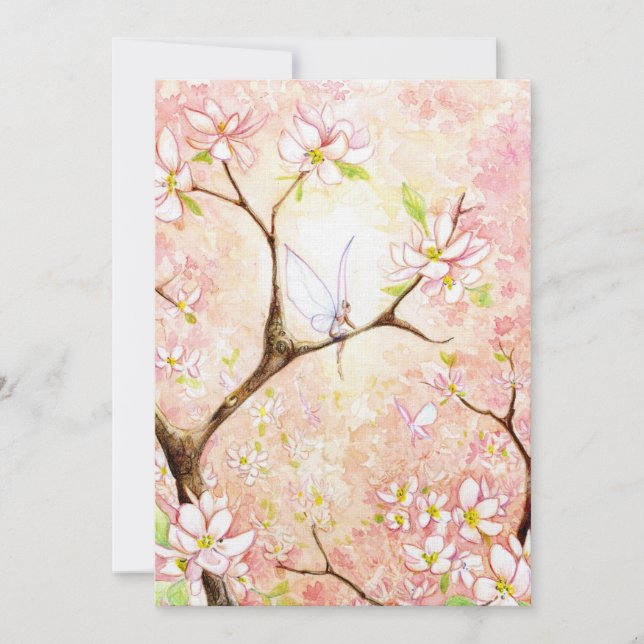 Invitation simple vue sur les fleurs roses (Devant)