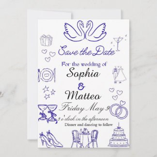 Invitation Simple wedding with graphics 