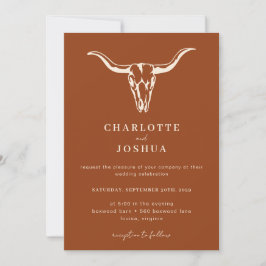 Invitation Simple Western Bohemian Cow Skull QR Code Mariage