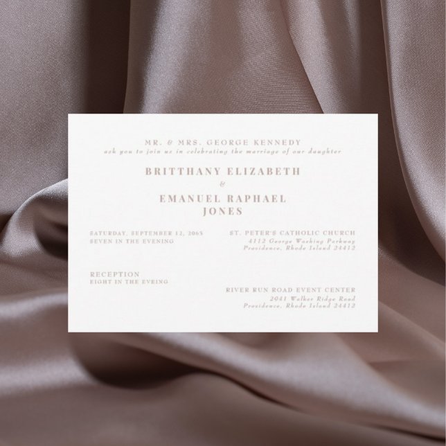 Invitation Simple White Bride Parents Rose Gold Texte Mariage (Créateur téléchargé)