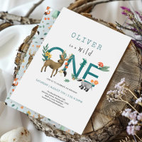 Simple Wild One Rustic Forest Animaux 1er annivers