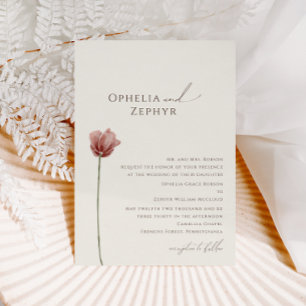 Invitation Simple Wildflower   Mariage Traditionnel Beige